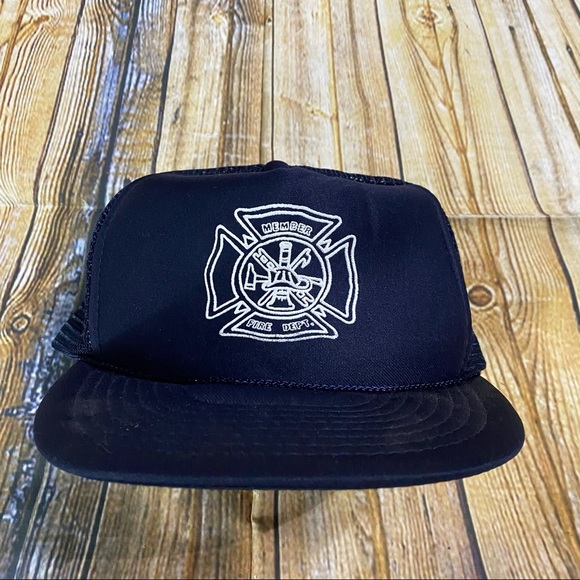 Vintage 1980’s Fire Dept. Member Blue Mesh Trucker Style Hat - Picture 1 of 3